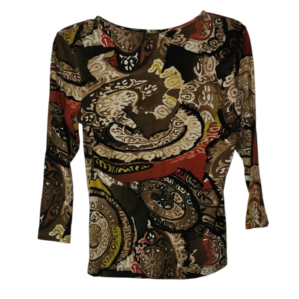 Chico's Multicolored Blouse Size 0 (4) - Picture 3 of 6